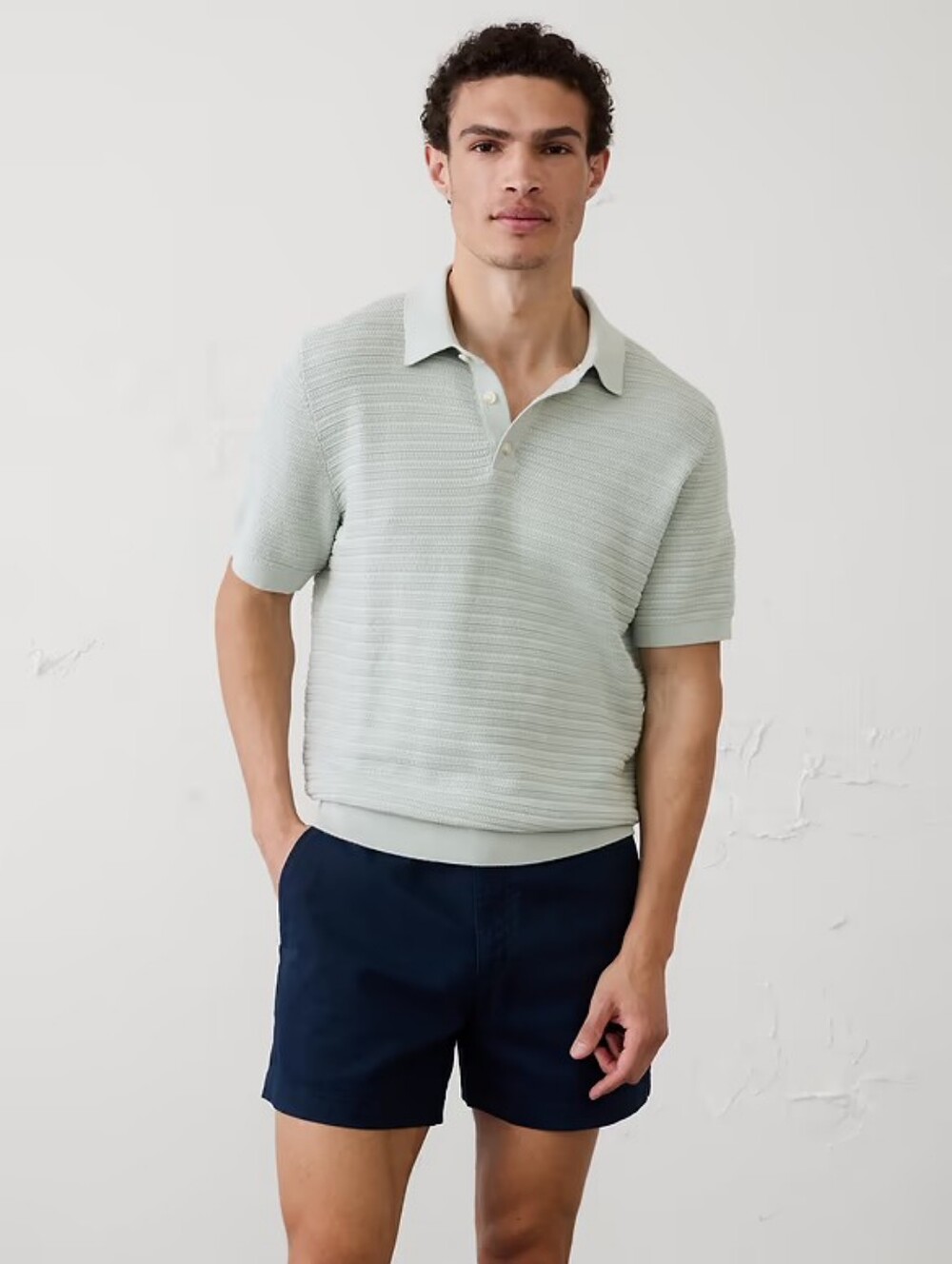 Banana Republic Men's Textured Striped Sweater Polo